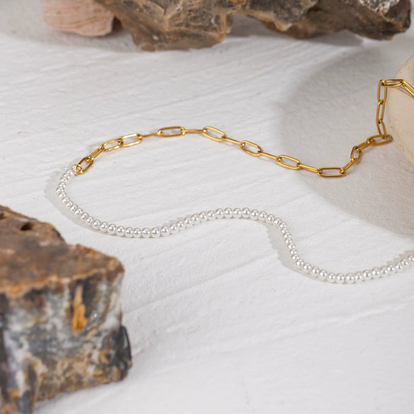 Wholesale Jewelry Stainless Steel Titanium Steel Geometric Loop Chain Necklace Electroplated