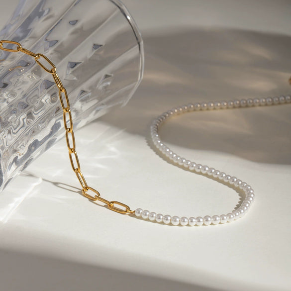 Wholesale Jewelry Stainless Steel Titanium Steel Geometric Loop Chain Necklace Electroplated