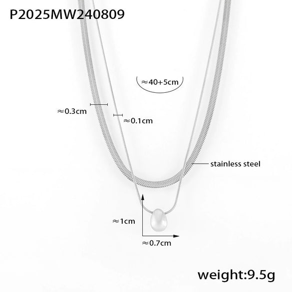 Wholesale Jewelry 316L Stainless Steel 316L Stainless Steel Geometric Round Bead Collarbone Necklace Multilayer Stacked Electroplating Style