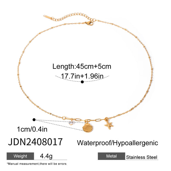 Wholesale Jewelry Stainless Steel Titanium Steel Geometric Starfish Pendant Necklace With Electroplating For Women