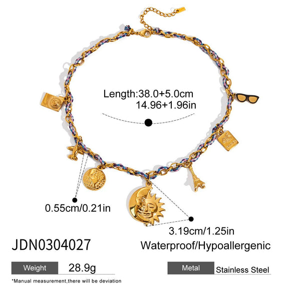 Wholesale Jewelry Stainless Steel Titanium Steel Pendant Necklace With Diamond Pearl Transparent Gravel Geometric Electroplating Design For Women