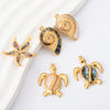 Wholesale Jewelry Stainless Steel Turtle Conch Starfish Pendant Dripping Oil Marine Life Diy Jewelry Accessories