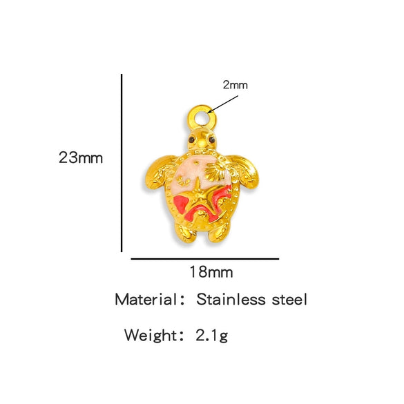 Wholesale Jewelry Stainless Steel Turtle Pendant With Dripping Oil Design For Female