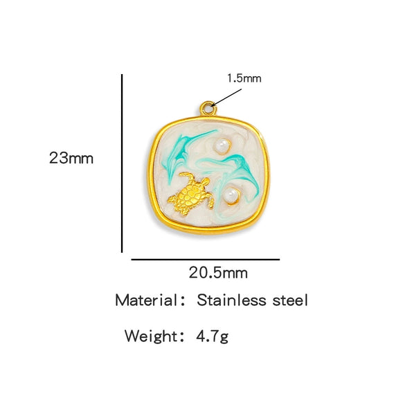 Wholesale Jewelry Stainless Steel Turtle Pendant With Dripping Oil Design For Female