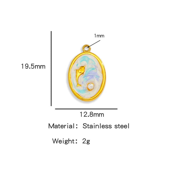 Wholesale Jewelry Stainless Steel Turtle Pendant With Dripping Oil Design For Female
