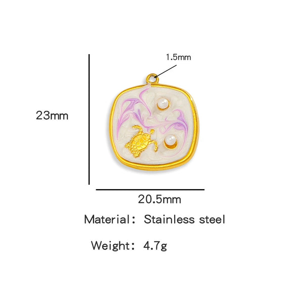 Wholesale Jewelry Stainless Steel Turtle Pendant With Dripping Oil Design For Female