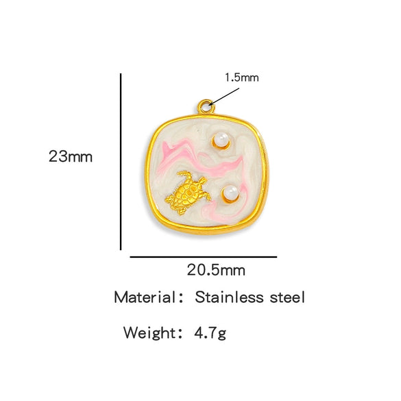 Wholesale Jewelry Stainless Steel Turtle Pendant With Dripping Oil Design For Female