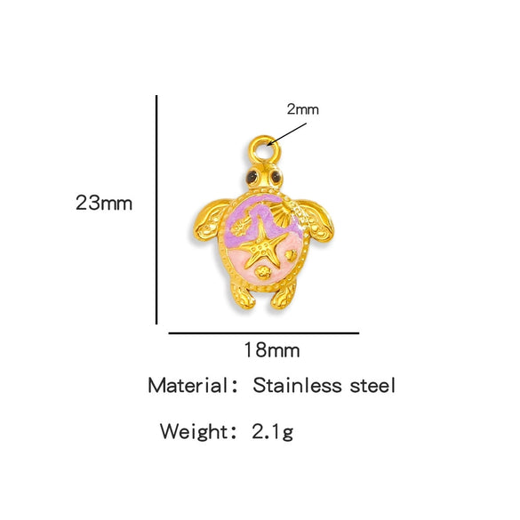 Wholesale Jewelry Stainless Steel Turtle Pendant With Dripping Oil Design For Female