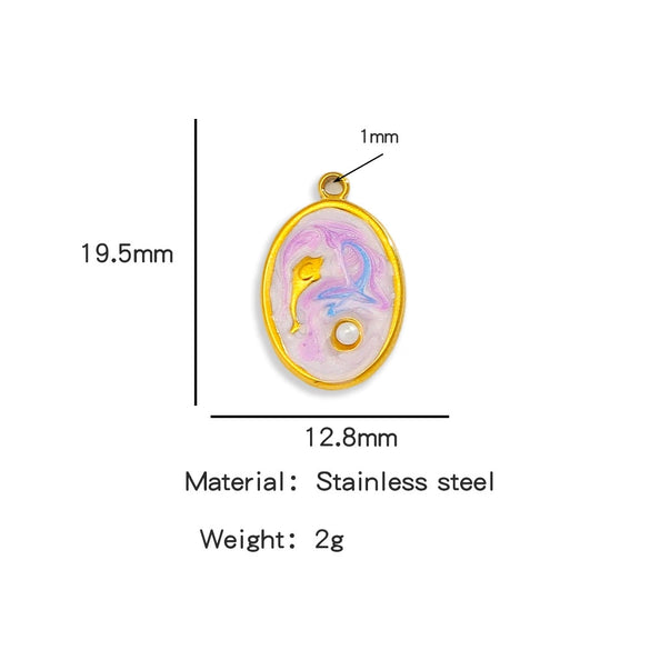 Wholesale Jewelry Stainless Steel Turtle Pendant With Dripping Oil Design For Female