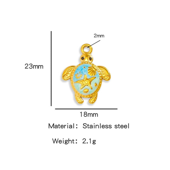 Wholesale Jewelry Stainless Steel Turtle Pendant With Dripping Oil Design For Female