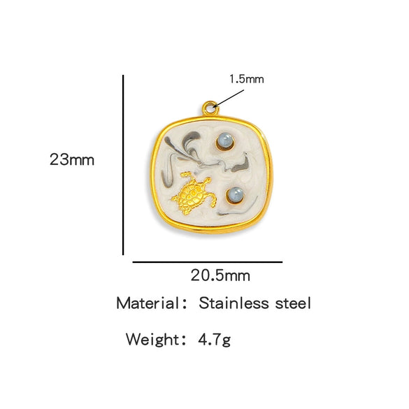 Wholesale Jewelry Stainless Steel Turtle Pendant With Dripping Oil Design For Female