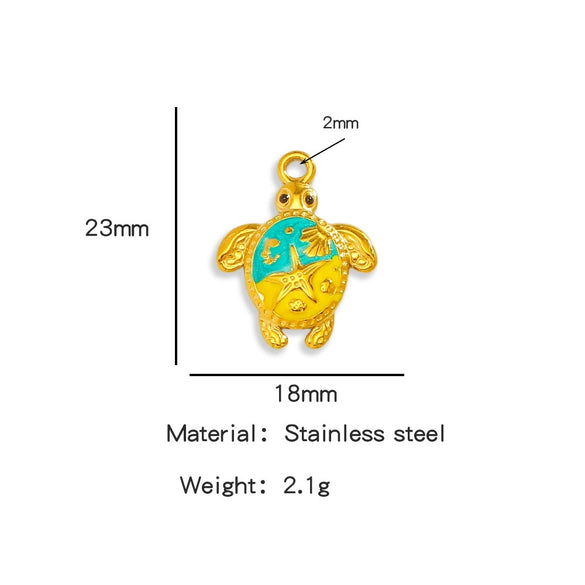 Wholesale Jewelry Stainless Steel Turtle Pendant With Dripping Oil Design For Female