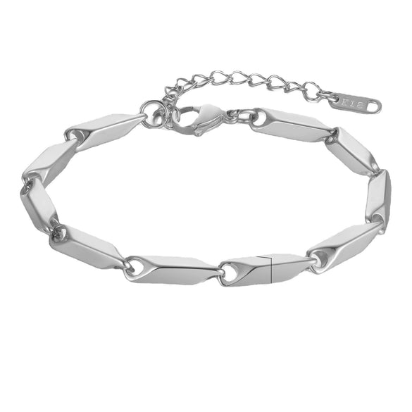 Wholesale Jewelry Stainless Steel Unisex Bracelet With Geometric Rhombus Elements And Electroplating Treatment