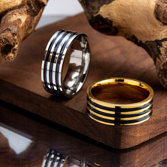 Wholesale Jewelry Stainless Steel Unisex Oil Dripping Geometric Ring