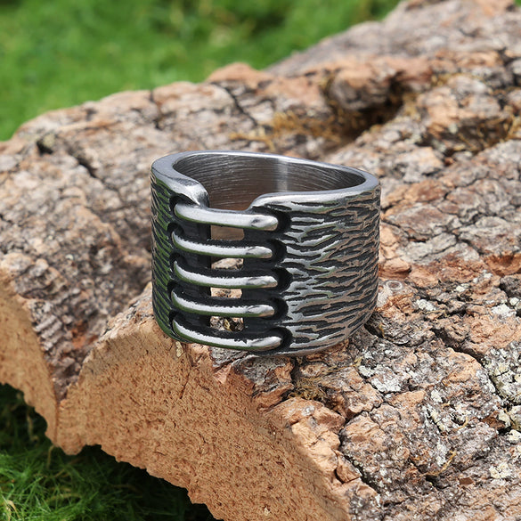 Wholesale Jewelry Stainless Steel Unisex Punk Vintagestyle Ring Old Processing