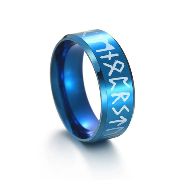 Wholesale Jewelry Stainless Steel Unisex Viking Letter Ring With Electroplating