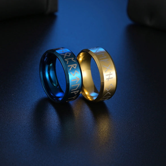 Wholesale Jewelry Stainless Steel Unisex Viking Letter Ring With Electroplating