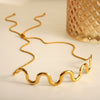 Wholesale Jewelry Stainless Steel Wave Geometric Electroplated Necklace For Women