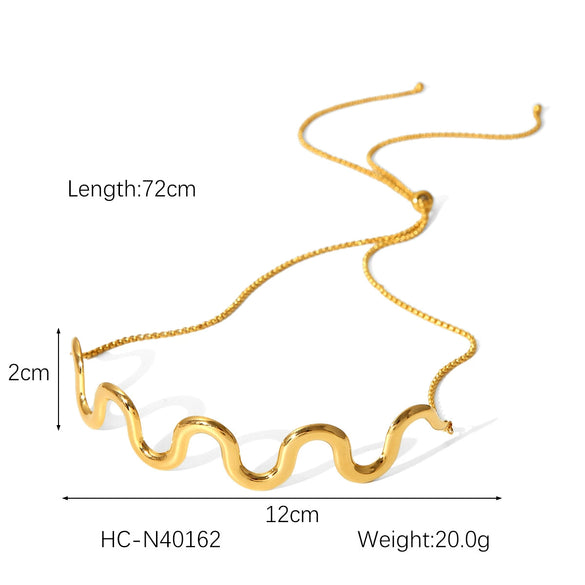 Wholesale Jewelry Stainless Steel Wave Geometric Electroplated Necklace For Women