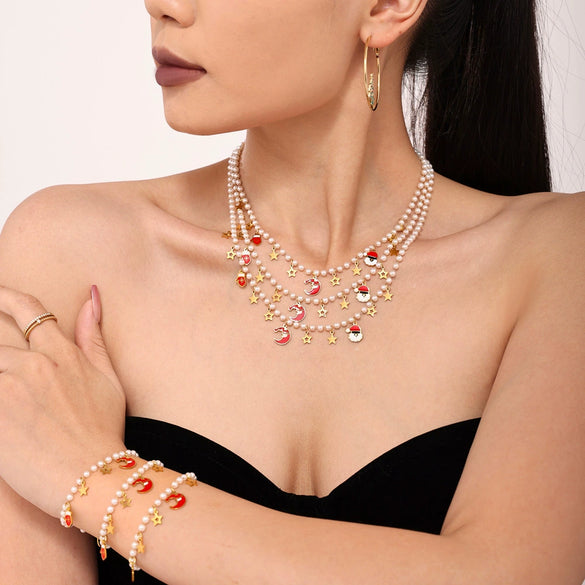 Wholesale Jewelry 316L Stainless Steel Weight Glaze Pendant Necklace And Bracelet Set With Fashion Creative Design And Electroplating Treatment