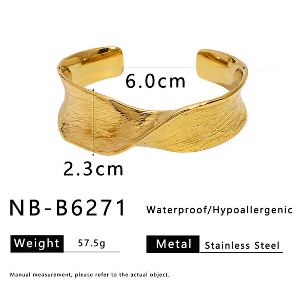 Wholesale Jewelry Stainless Steel Wide Face Cross Cast Bracelet Inlaid With Zircon Ins Wind Opening For Women 18K Vacuum Plating In Furnace