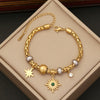 Wholesale Jewelry Stainless Steel Women's Personality Flower Palm Bracelet With Electroplating