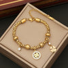 Wholesale Jewelry Stainless Steel Women's Personality Flower Palm Bracelet With Electroplating