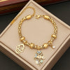 Wholesale Jewelry Stainless Steel Women's Personality Flower Palm Bracelet With Electroplating