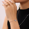 Wholesale Jewelry Stainless Steel Zircon Doublelayer Love Heart Electroplated Unisex Necklace Bracelet Suit