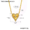 Wholesale Jewelry Stainless Steel Zircon Doublelayer Love Heart Electroplated Unisex Necklace Bracelet Suit