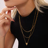 Wholesale Jewelry Stainless Steel Zircon Doublelayer Love Heart Electroplated Unisex Necklace Bracelet Suit