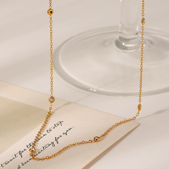 Wholesale Jewelry Stainless Steel Zircon Geometric Necklace For Women