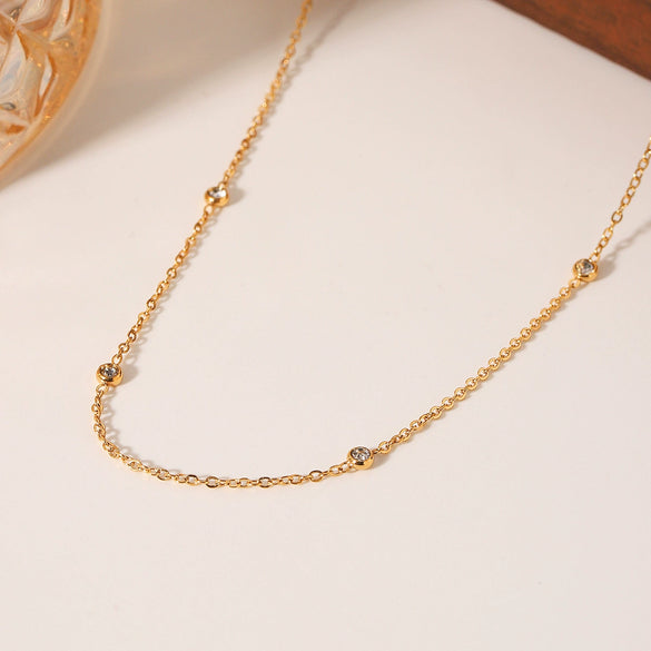 Wholesale Jewelry Stainless Steel Zircon Geometric Necklace For Women