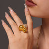 Wholesale Jewelry 316L Stainless Steel Zircon Geometric Ring Women's Gold Plated