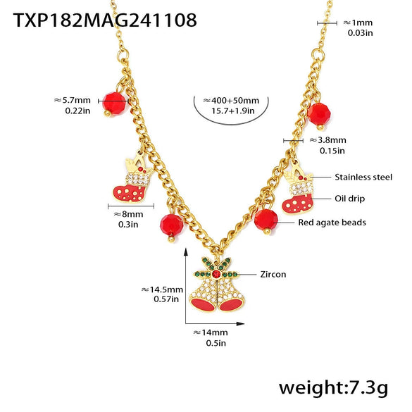 Wholesale Jewelry 316L Stainless Steel Zircon Oil Drop Red Agate Light Luxury Electroplated Necklace Bracelet Earrings Set For Women
