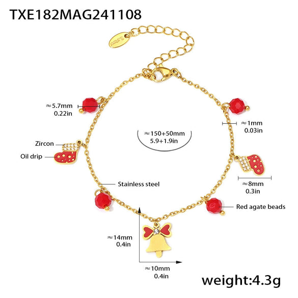 Wholesale Jewelry 316L Stainless Steel Zircon Oil Drop Red Agate Light Luxury Electroplated Necklace Bracelet Earrings Set For Women