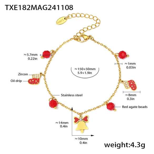 Wholesale Jewelry Stainless Steel Zircon Oil Drop Red Agate Light Luxury Electroplated Necklace Earrings Set