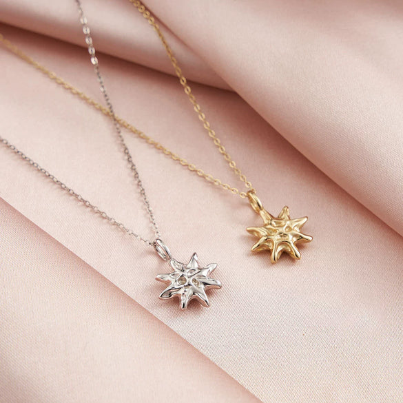 Wholesale Jewelry Star Shape S225 Sterling Silver Hammered 14K Gold Plated O Chain Necklace