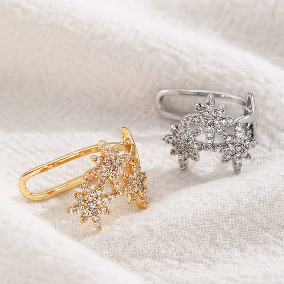 Wholesale Jewelry Star Shaped Copper Electroplated Pierced Ear Bone Clip Earrings For Women