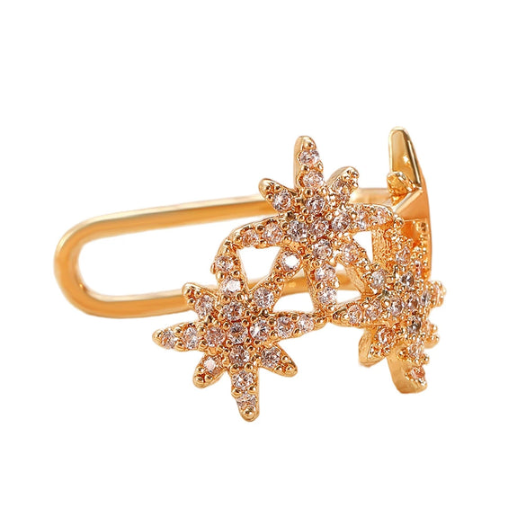 Wholesale Jewelry Star Shaped Copper Electroplated Pierced Ear Bone Clip Earrings For Women