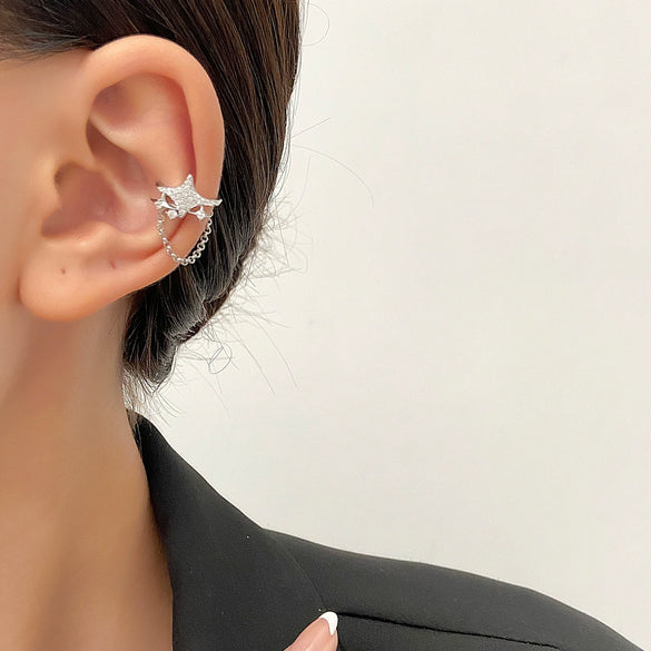 Wholesale Jewelry Star Shaped Copper Electroplated Pierced Ear Bone Clip Earrings For Women