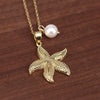 Wholesale Jewelry Starfish Bead Pendant Necklace Alloy Copper Water Wave Chain Electroplating Star Shape
