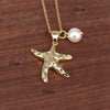 Wholesale Jewelry Starfish Bead Pendant Necklace Alloy Copper Water Wave Chain Electroplating Star Shape