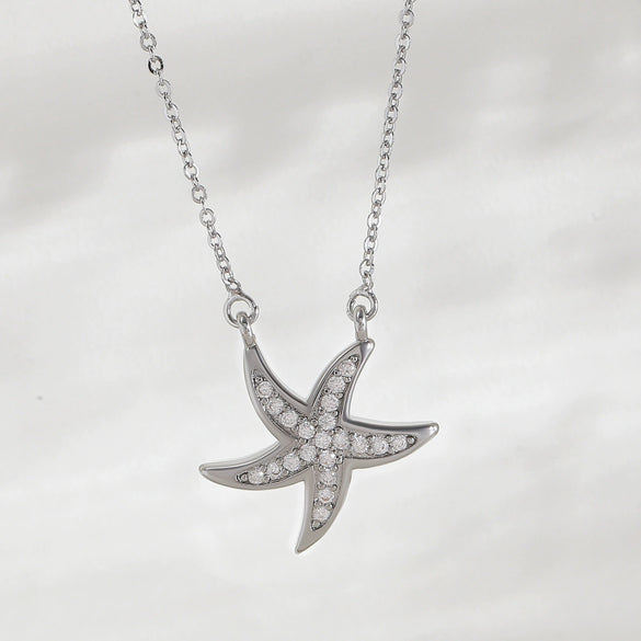 Wholesale Jewelry Starfish Copper O Word Chain Necklace Electroplated Animal Style For Women