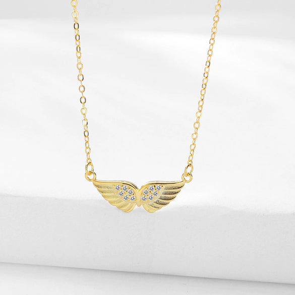 Wholesale Jewelry 925 Sterling Silver Angel Wings Necklace And Earrings For Women Fashion Personality Light Luxury Design