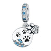 Wholesale Jewelry 925 Sterling Silver Beaded Locating Buckle Cat Dog Bone Paw Print Pendant Diy Bracelet Accessories With Dripping Oil Design For Women