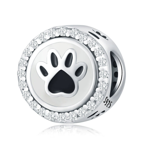 Wholesale Jewelry 925 Sterling Silver Beaded Locating Buckle Cat Dog Bone Paw Print Pendant Diy Bracelet Accessories With Dripping Oil Design For Women