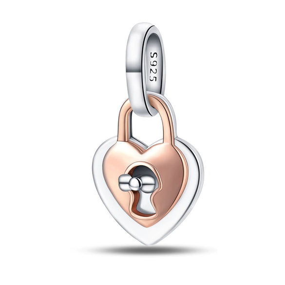 Wholesale Jewelry 925 Sterling Silver Butterfly Heart Lock Pendant Beads Dripping Oil Original Design Diy Accessories