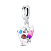 Wholesale Jewelry 925 Sterling Silver Butterfly Heart Lock Pendant Beads Dripping Oil Original Design Diy Accessories