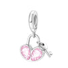 Wholesale Jewelry 925 Sterling Silver Butterfly Heart Lock Pendant Beads Dripping Oil Original Design Diy Accessories